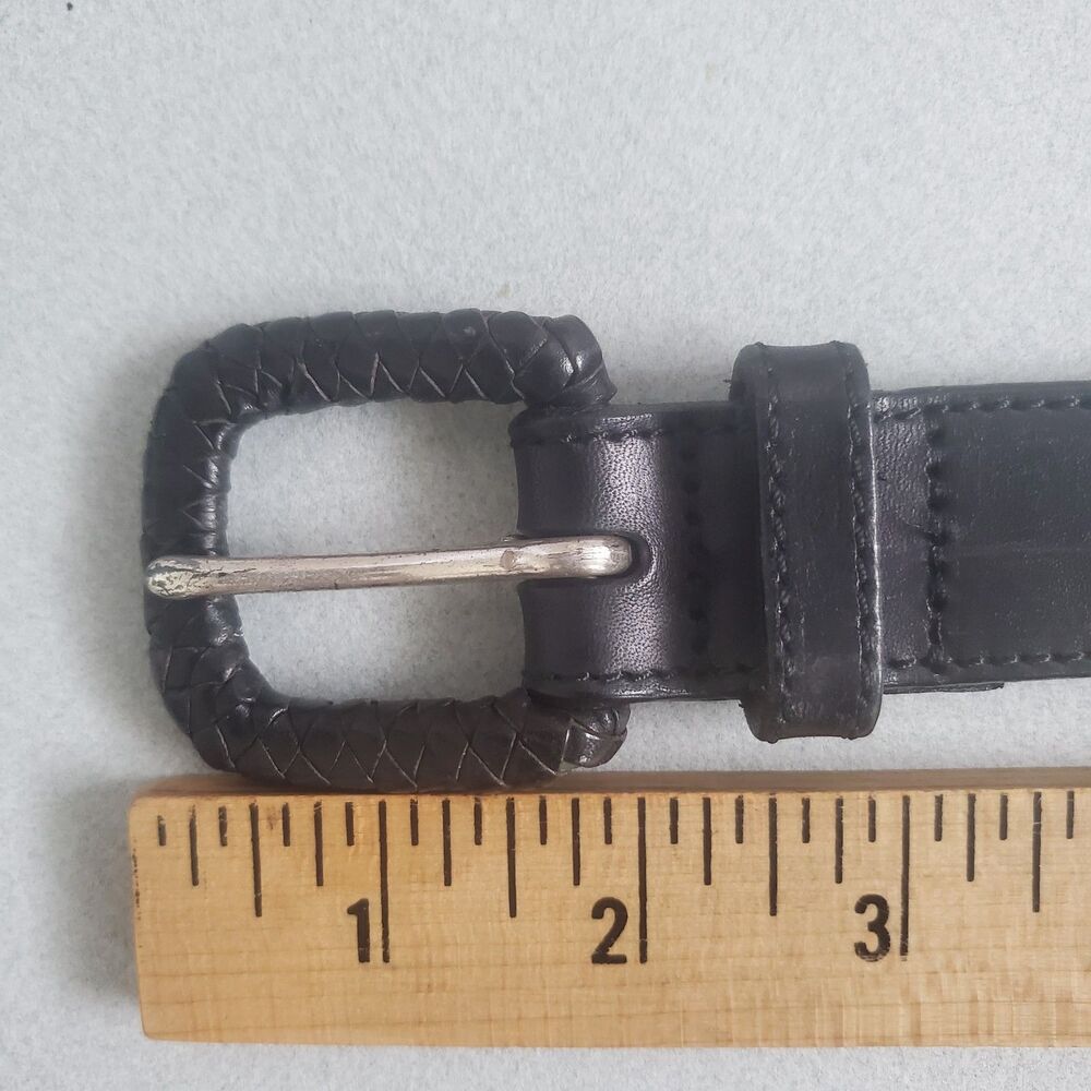 Vintage Fossil Black Leather Belt Medium Interlocking Ring Y2K Waist Belt - Picture 14 of 16